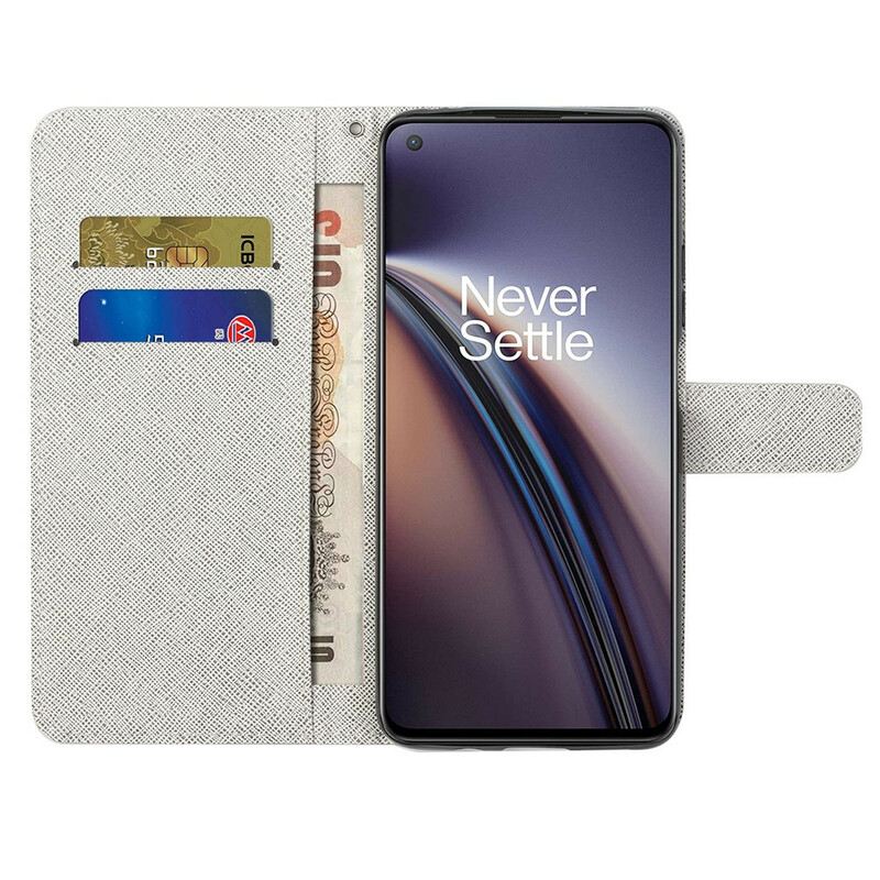 Fliptok / Bőrtok OnePlus Nord CE 5G szíjjal Holdszíj Virágok