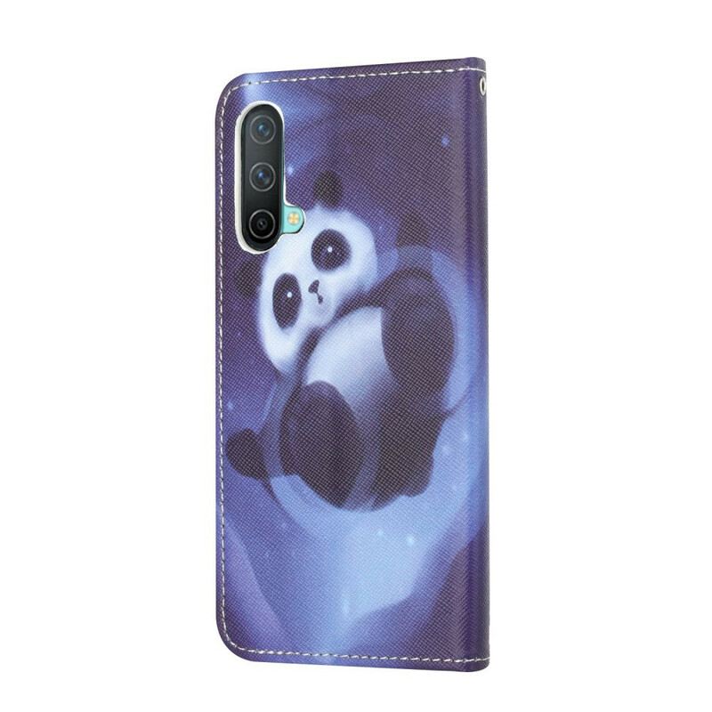 Fliptok / Bőrtok OnePlus Nord CE 5G szíjjal Panda Space Kötéllel