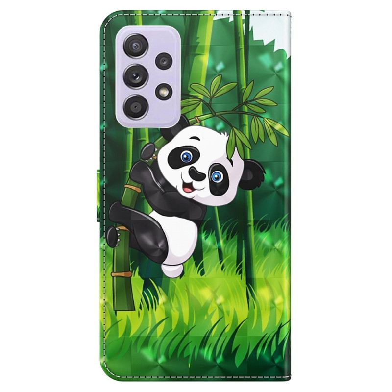 Fliptok / Bőrtok Samsung Galaxy A23 5G szíjjal Bambusz Panda Nyakpánttal