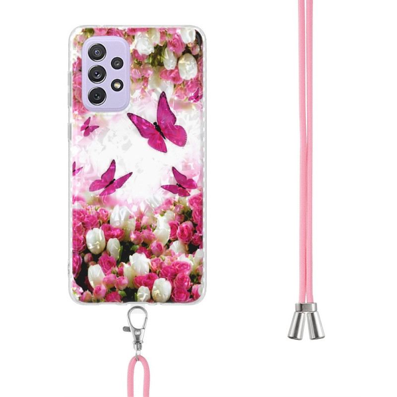 Tok Samsung Galaxy A23 5G Láncokat Butterflies Zsinórral