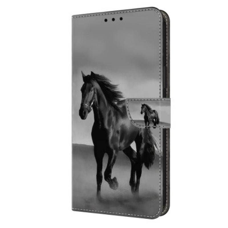 Bőrtok Xiaomi 14 Pro Fekete Ló