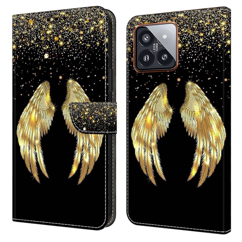 Bőrtok Xiaomi 14 Pro Golden Wings