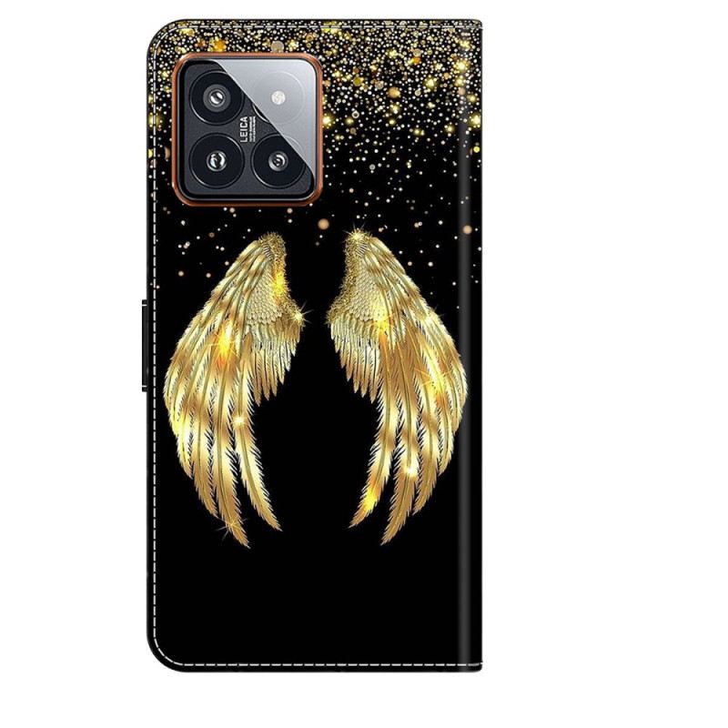 Bőrtok Xiaomi 14 Pro Golden Wings