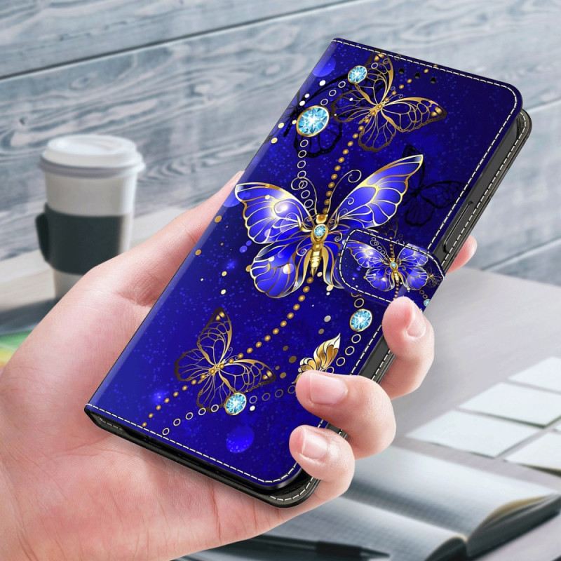 Bőrtok Xiaomi 14 Pro Gyémánt Pillangók