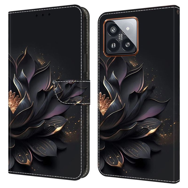 Bőrtok Xiaomi 14 Pro Lila Lótusz