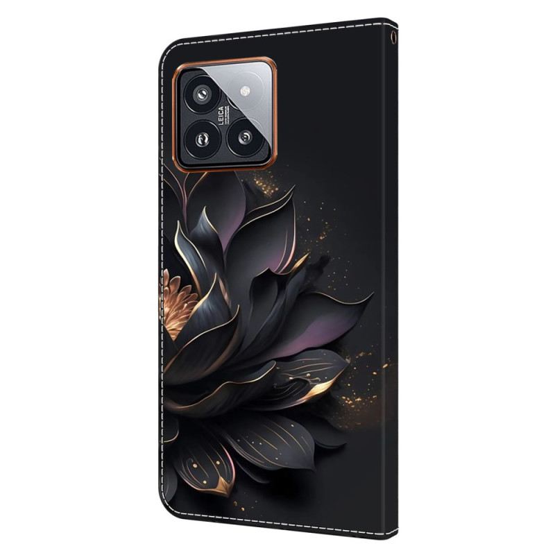 Bőrtok Xiaomi 14 Pro Lila Lótusz