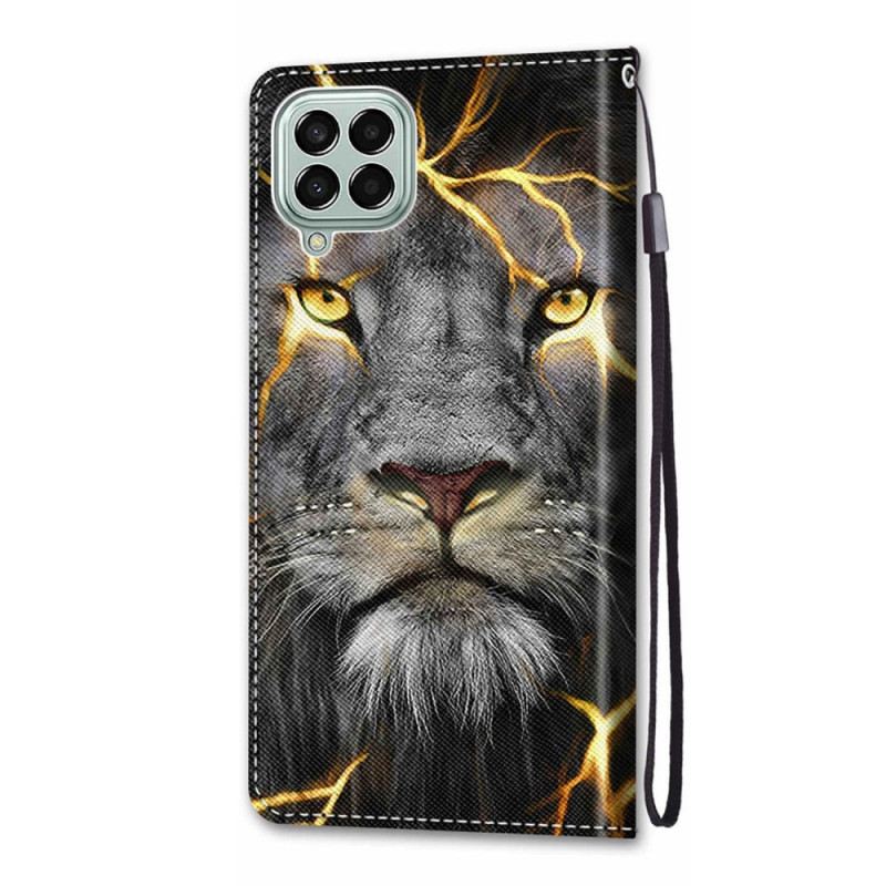 Fliptok / Bőrtok Samsung Galaxy M53 5G szíjjal Feline On Fire Szíjjal