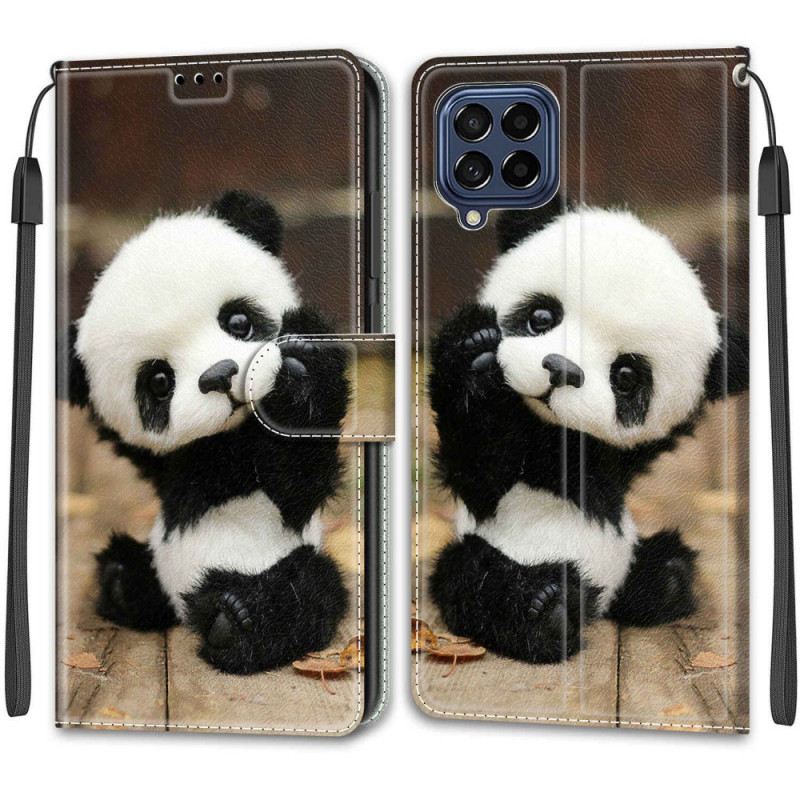 Fliptok / Bőrtok Samsung Galaxy M53 5G szíjjal Kis Panda Szíjjal