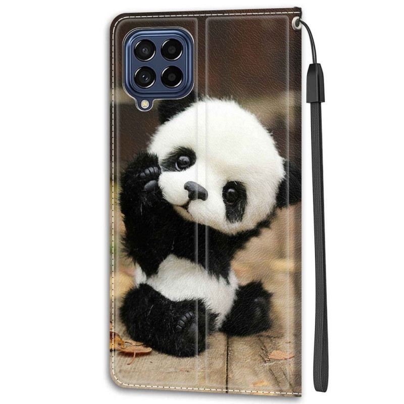 Fliptok / Bőrtok Samsung Galaxy M53 5G szíjjal Kis Panda Szíjjal