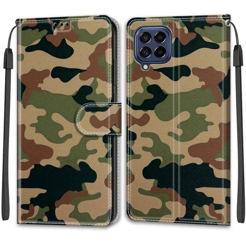 Fliptok / Bőrtok Samsung Galaxy M53 5G szíjjal Pántos Camo