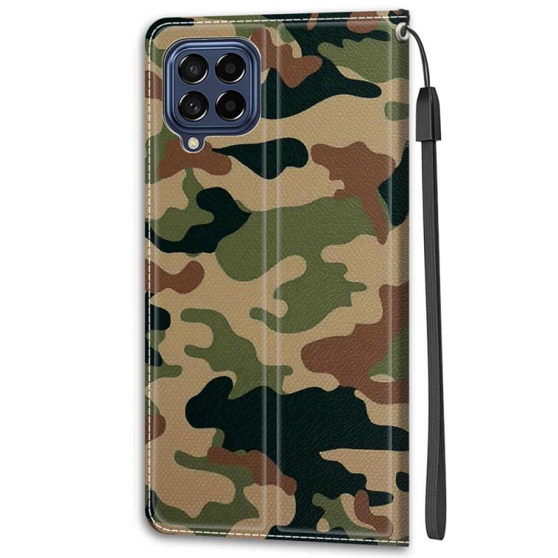 Fliptok / Bőrtok Samsung Galaxy M53 5G szíjjal Pántos Camo