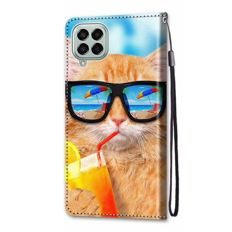 Fliptok / Bőrtok Samsung Galaxy M53 5G szíjjal Strappy Star Cat