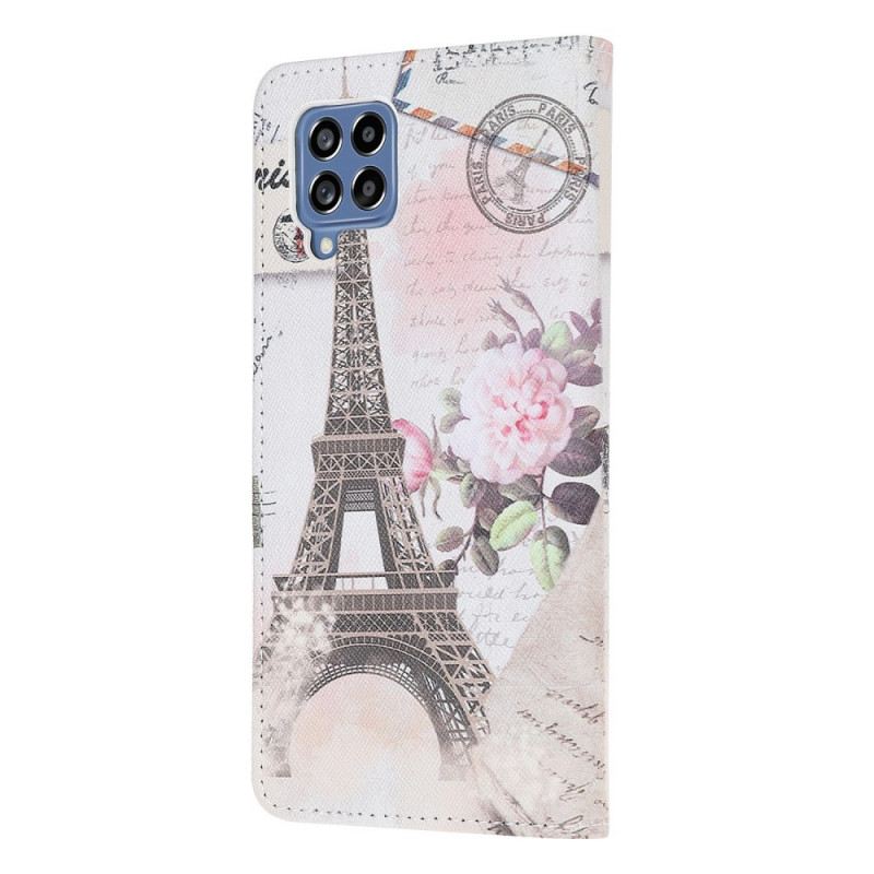 Fliptok / Bőrtok Samsung Galaxy M53 5G Szüreti Eiffel-torony