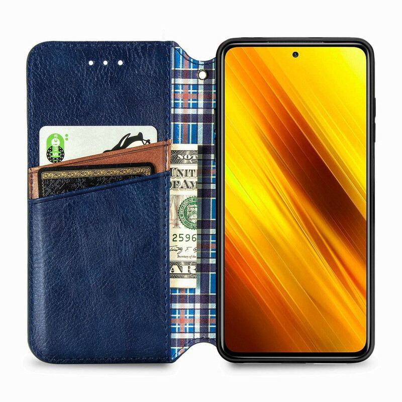 Fliptok Poco X3 / X3 Pro / X3 NFC Bőrtok Bőr Hatású Gyémánt Textúra