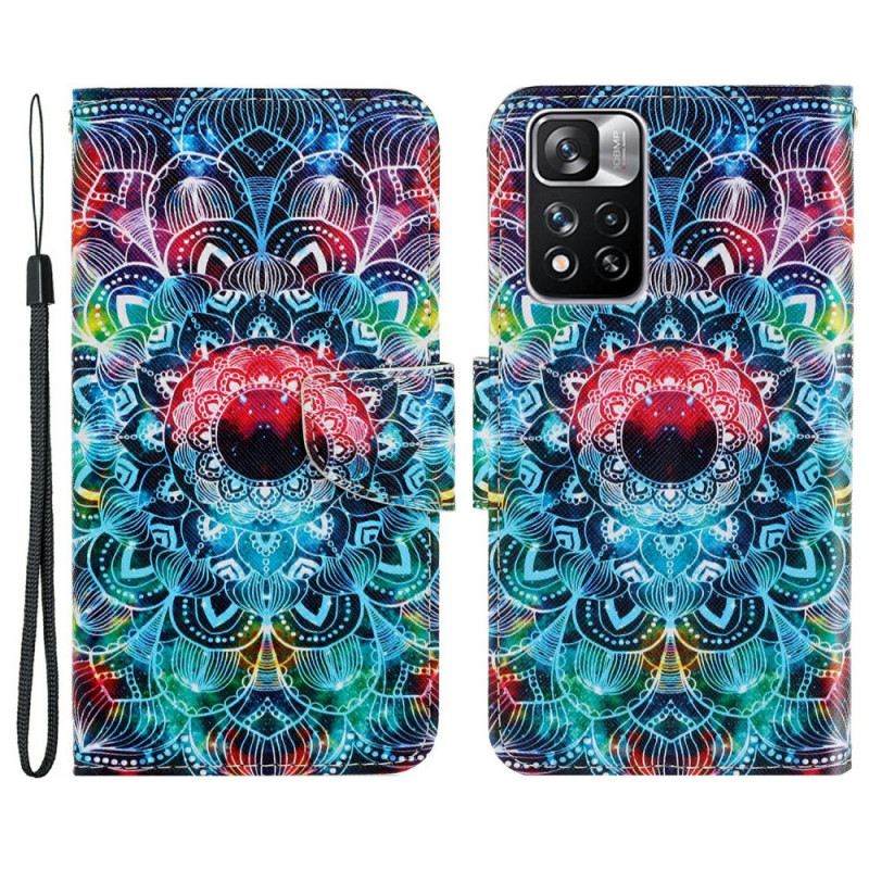 Fliptok / Bőrtok Xiaomi Redmi Note 11 Pro Plus 5G szíjjal Feltűnő Strappy Mandala