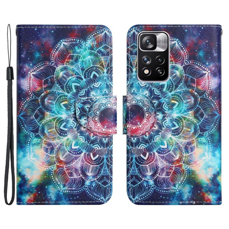 Fliptok / Bőrtok Xiaomi Redmi Note 11 Pro Plus 5G szíjjal Feltűnő Strappy Mandala