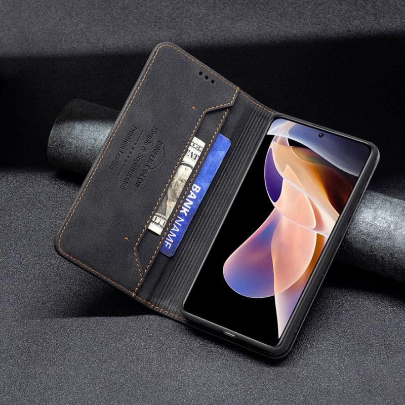 Fliptok Xiaomi Redmi Note 11 Pro Plus 5G Bőrtok Binfen Színes Rfid Varrás