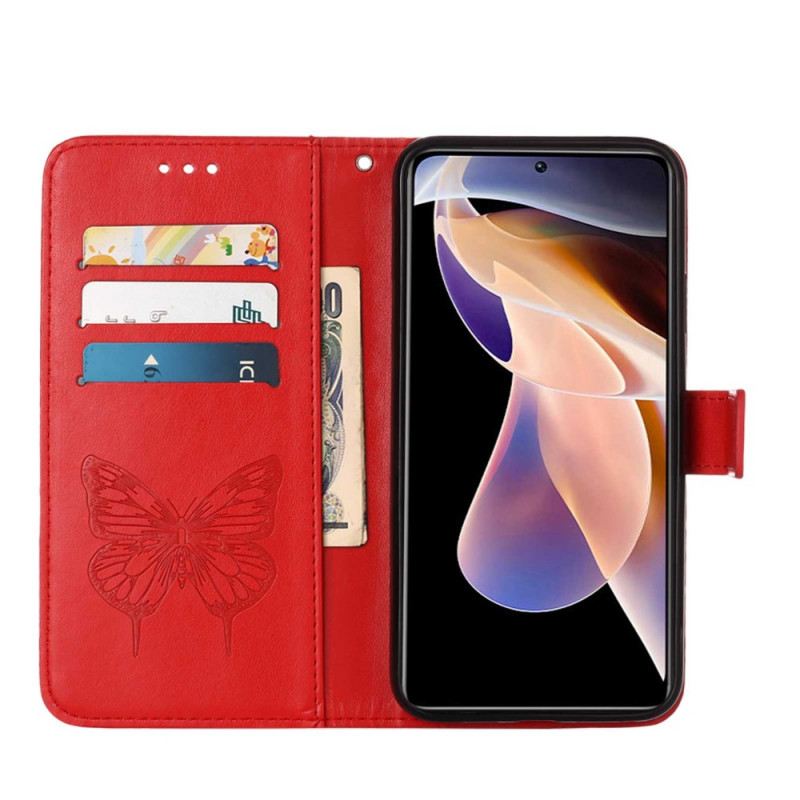 Fliptok Xiaomi Redmi Note 11 Pro Plus 5G Butterfly Design Zsinórral