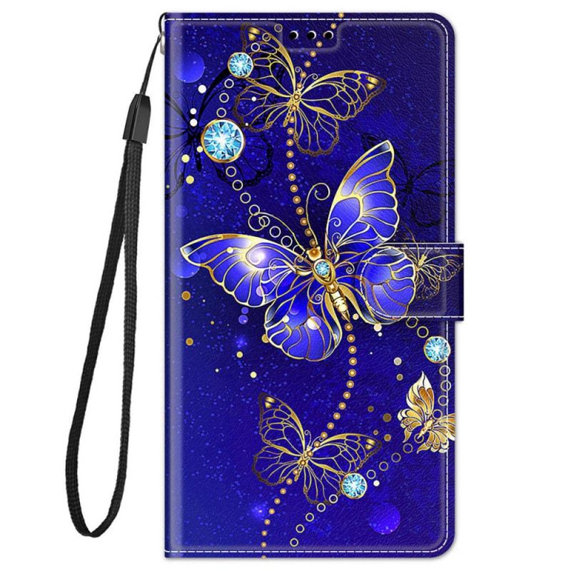 Kinyitható Tokok Xiaomi Redmi Note 11 Pro Plus 5G szíjjal Strap Butterflies Fan