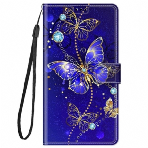 Kinyitható Tokok Xiaomi Redmi Note 11 Pro Plus 5G szíjjal Strap Butterflies Fan