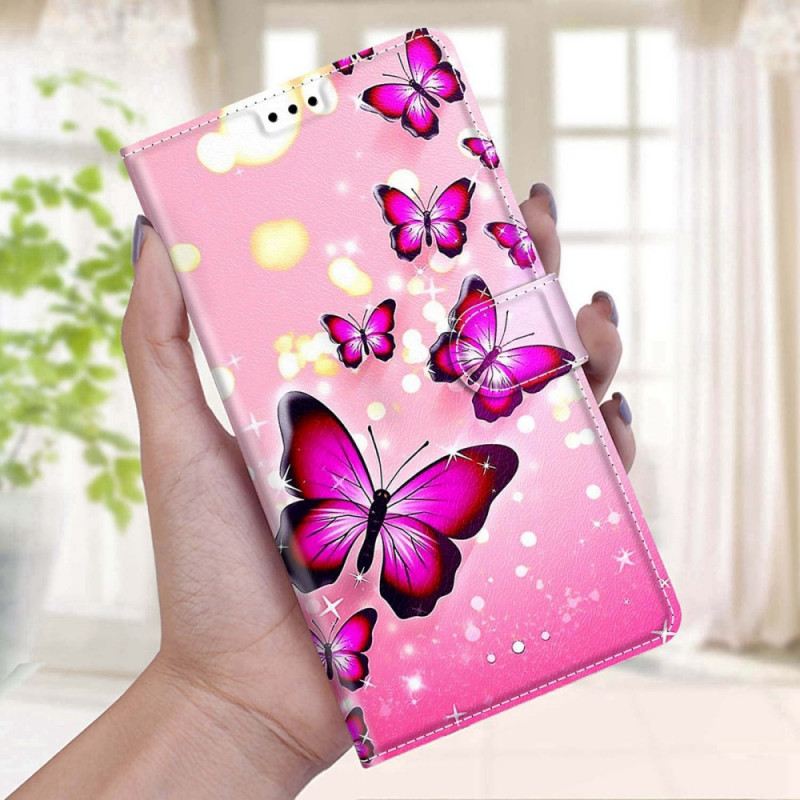 Kinyitható Tokok Xiaomi Redmi Note 11 Pro Plus 5G szíjjal Strap Butterflies Fan