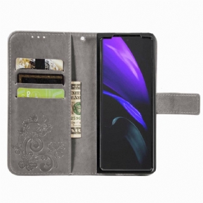 Fliptok / Bőrtok Samsung Galaxy Z Fold 4 Lóhere Mintás Szíjjal