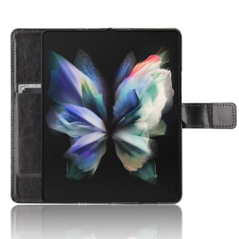 Fliptok / Bőrtok Samsung Galaxy Z Fold 4 szíjjal Klasszikus Pántos Sima Műbőr