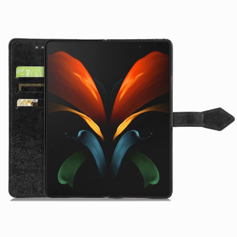 Fliptok / Bőrtok Samsung Galaxy Z Fold 4 szíjjal Középkori Pántos Mandala