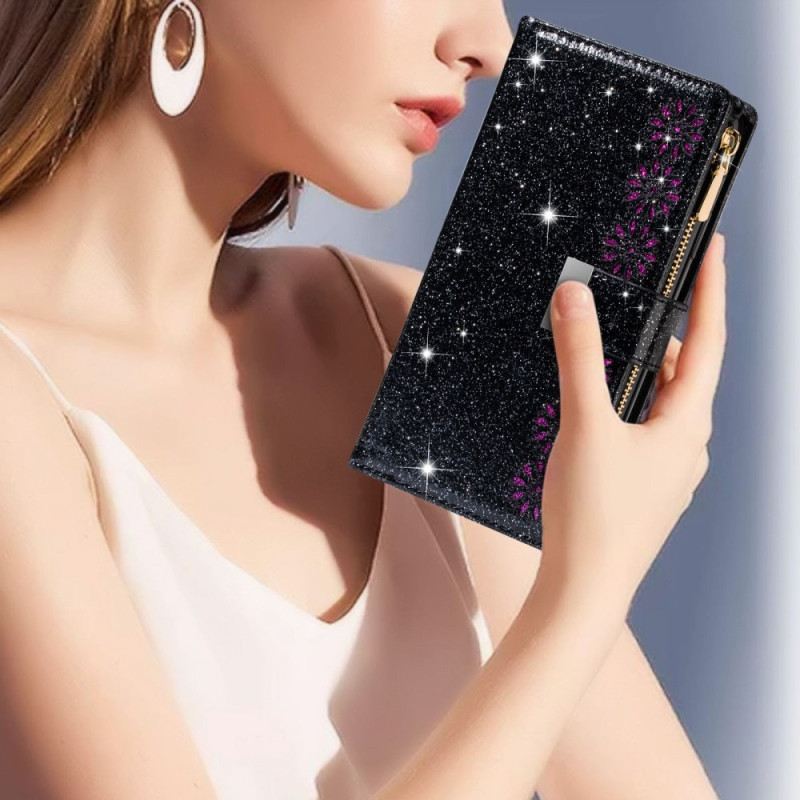 Fliptok / Bőrtok Samsung Galaxy Z Fold 4 Ultra Flitteres Szíjjal