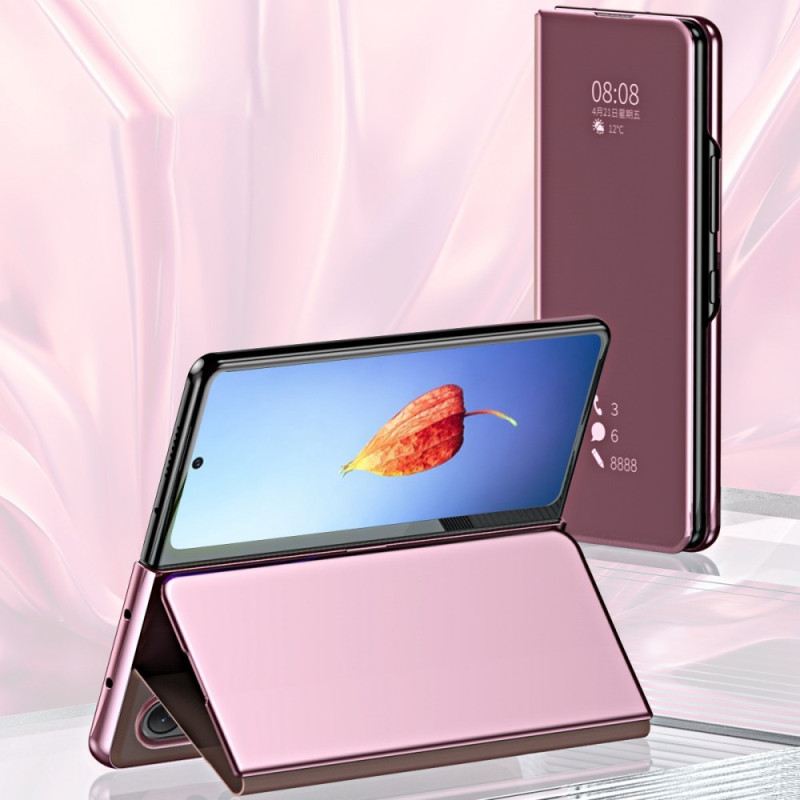 Fliptok Samsung Galaxy Z Fold 4 Bőrtok Tükör És Átlátszóság