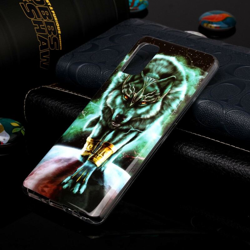 Telefontok Samsung Galaxy A41 Fluoreszkáló Wolf Sorozat