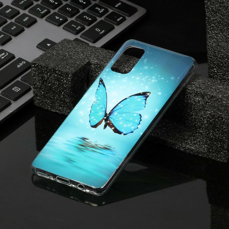 Tok Samsung Galaxy A41 Fluoreszkáló Kék Pillangó