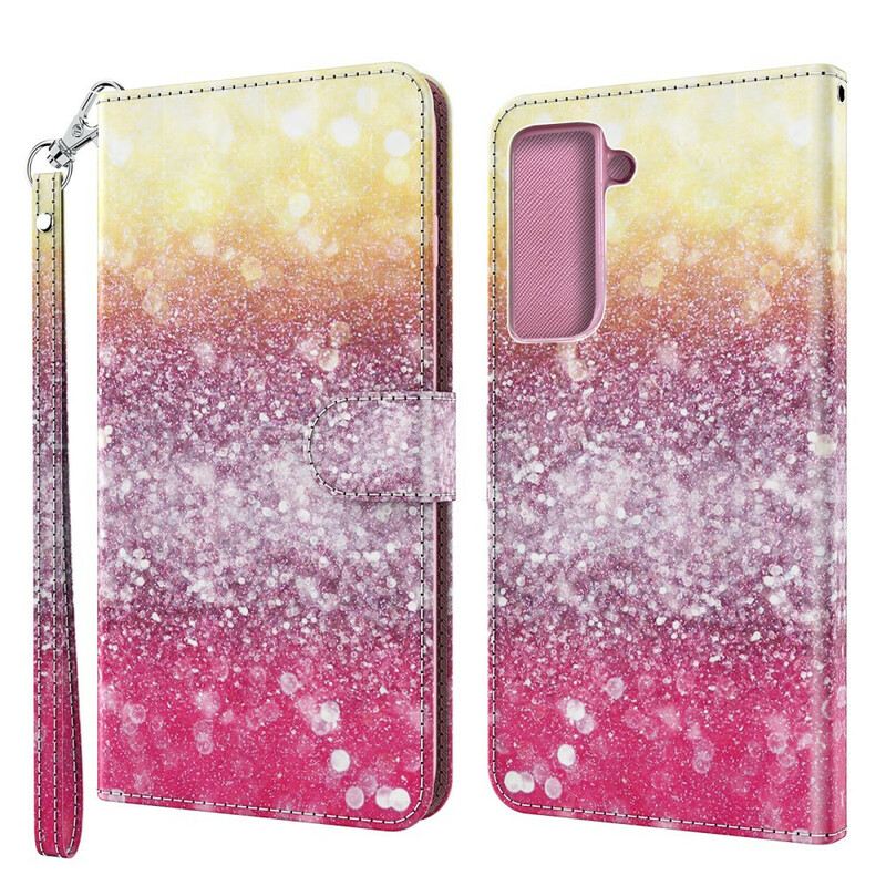 Fliptok / Bőrtok Samsung Galaxy S21 5G Magenta Glitter Gradiens