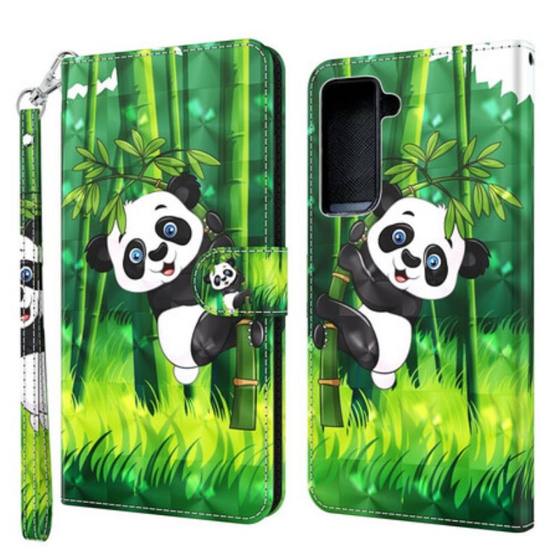 Fliptok / Bőrtok Samsung Galaxy S21 5G Panda És Bambusz