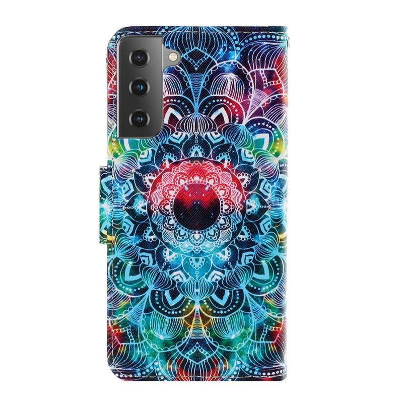 Fliptok Samsung Galaxy S21 5G szíjjal Feltűnő Strappy Mandala