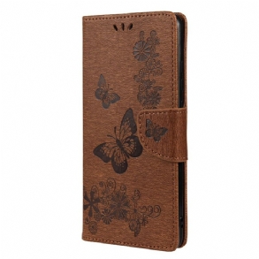 Fliptok / Bőrtok Poco M4 Pro 5G szíjjal Splendid Strap Butterflies