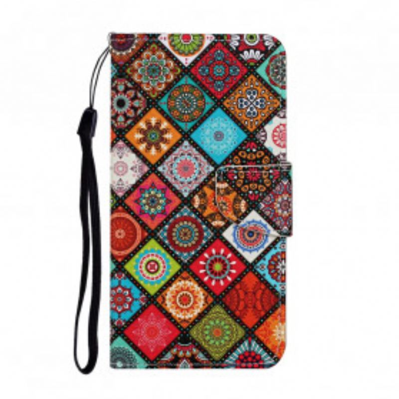 Fliptok / Bőrtok Samsung Galaxy A52 4G / A52 5G / A52s 5G Patchwork Mandalák Zsinórral