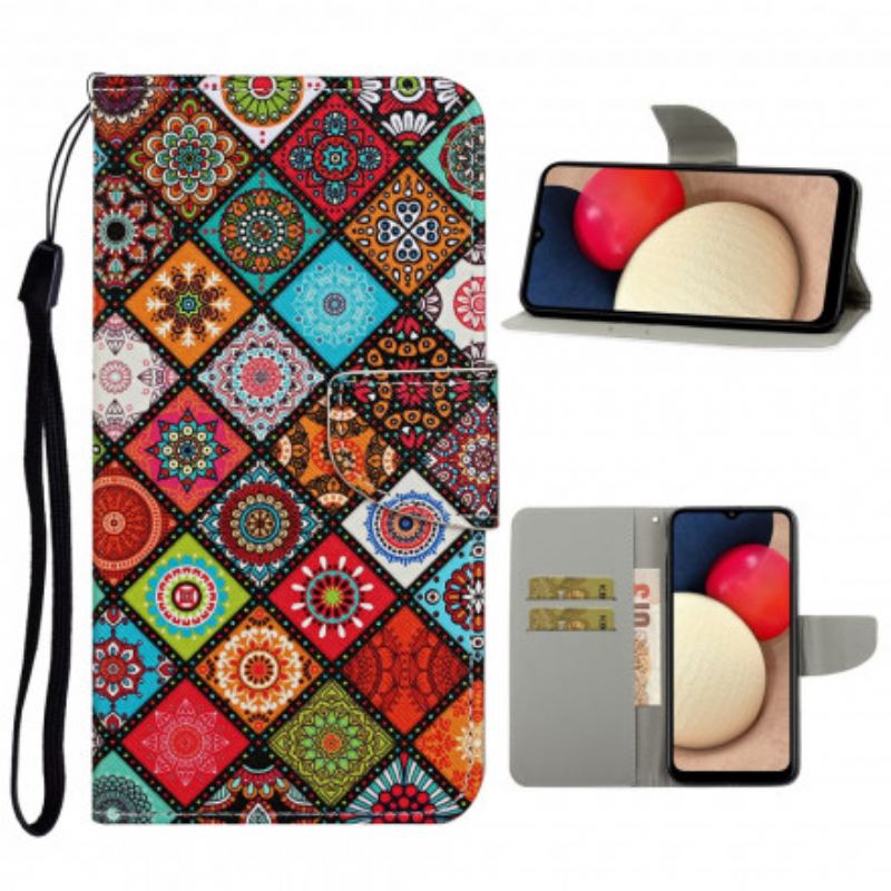 Fliptok / Bőrtok Samsung Galaxy A52 4G / A52 5G / A52s 5G Patchwork Mandalák Zsinórral