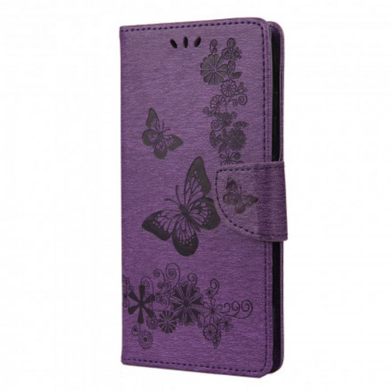 Fliptok / Bőrtok Samsung Galaxy A52 4G / A52 5G / A52s 5G szíjjal Splendid Strap Butterflies