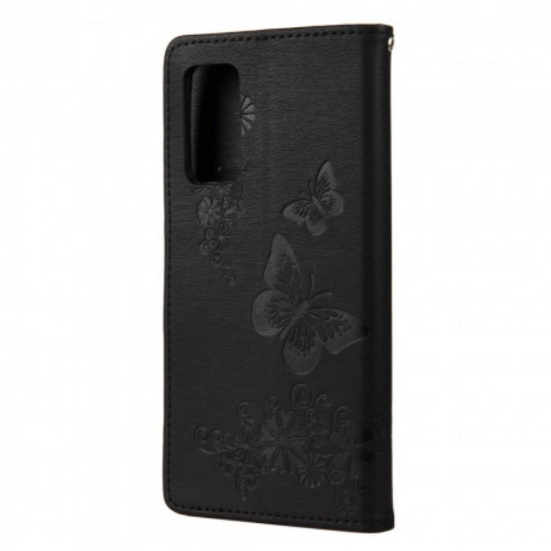 Fliptok / Bőrtok Samsung Galaxy A52 4G / A52 5G / A52s 5G szíjjal Splendid Strap Butterflies