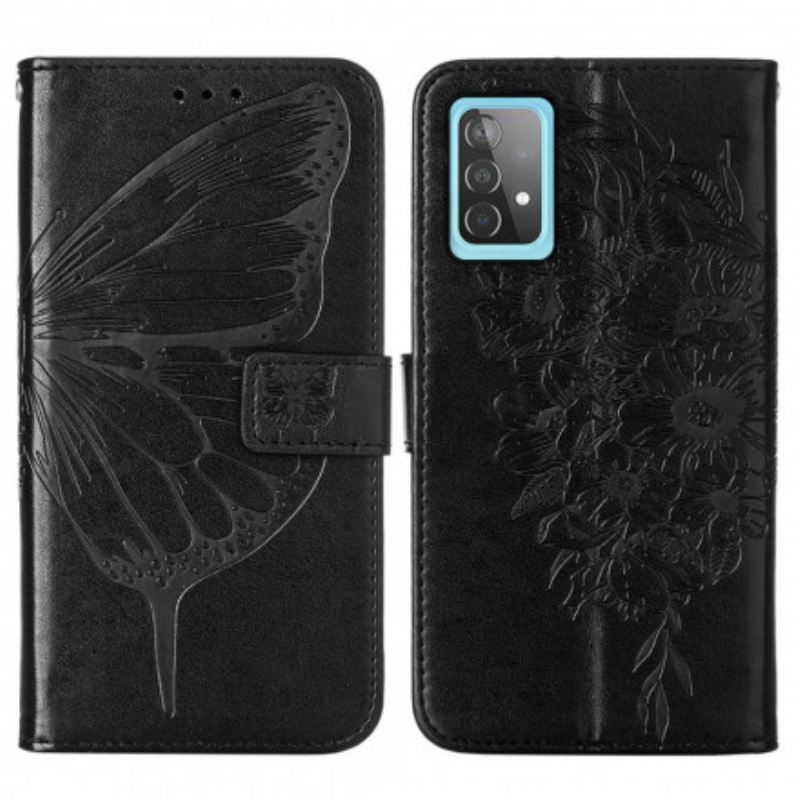 Kinyitható Tokok Samsung Galaxy A52 4G / A52 5G / A52s 5G Butterfly Design Zsinórral