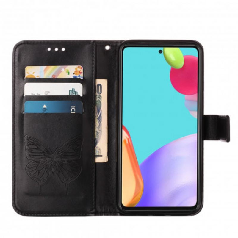 Kinyitható Tokok Samsung Galaxy A52 4G / A52 5G / A52s 5G Butterfly Design Zsinórral