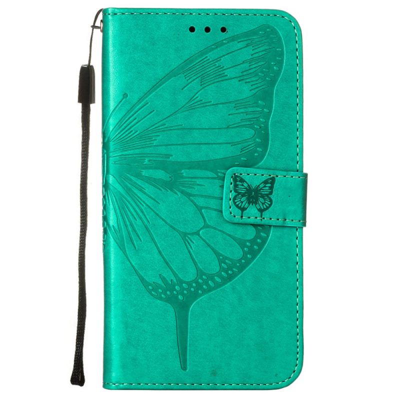 Fliptok / Bőrtok Xiaomi Redmi 10 Butterfly Design Zsinórral