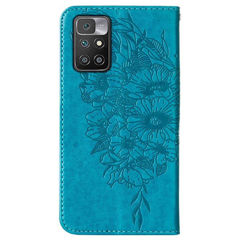 Fliptok / Bőrtok Xiaomi Redmi 10 Butterfly Design Zsinórral