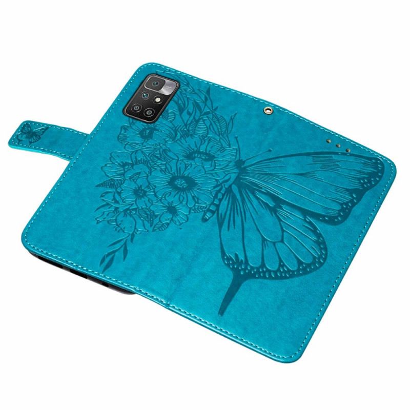 Fliptok / Bőrtok Xiaomi Redmi 10 Butterfly Design Zsinórral