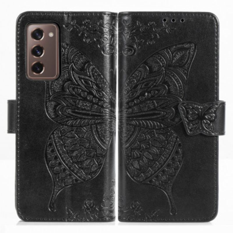 Kinyitható Tokok Samsung Galaxy Z Fold 2 Butterfly Design Zsinórral