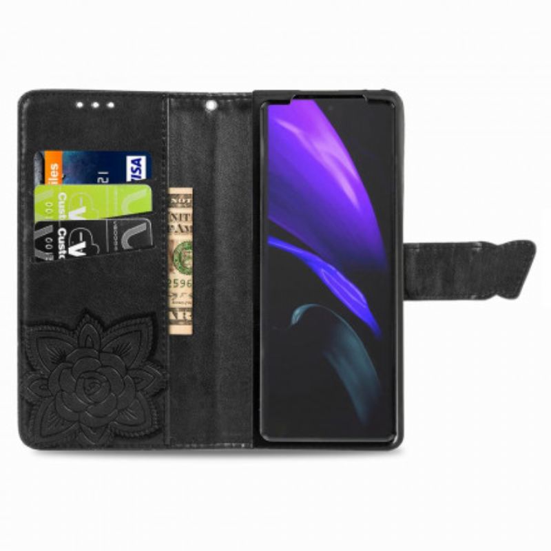 Kinyitható Tokok Samsung Galaxy Z Fold 2 Butterfly Design Zsinórral