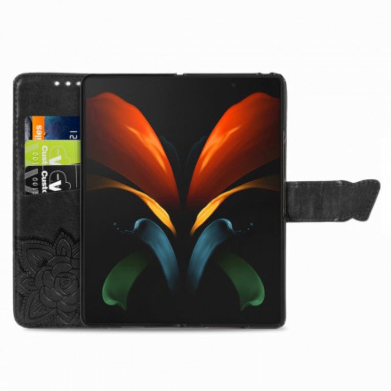 Kinyitható Tokok Samsung Galaxy Z Fold 2 Butterfly Design Zsinórral