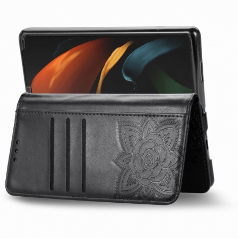 Kinyitható Tokok Samsung Galaxy Z Fold 2 Butterfly Design Zsinórral