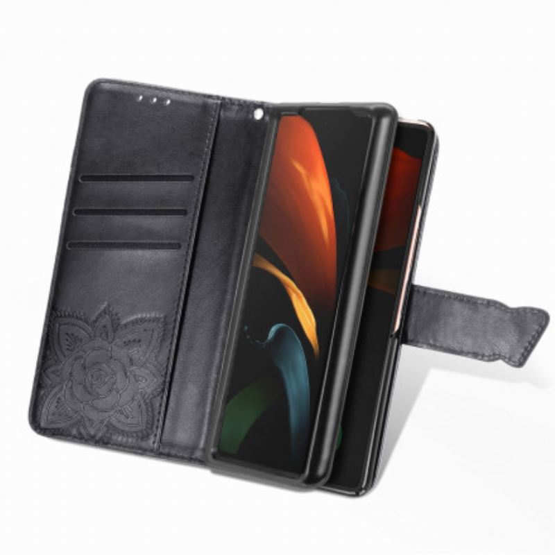 Kinyitható Tokok Samsung Galaxy Z Fold 2 Butterfly Design Zsinórral